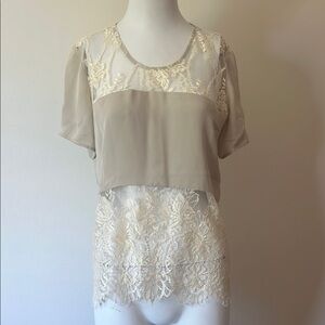 Mason Silk Elegant Cream Lace Women's Top